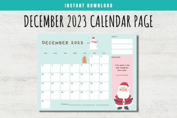 Download December 2023 Calendar Page for Kids - Calendar Collection