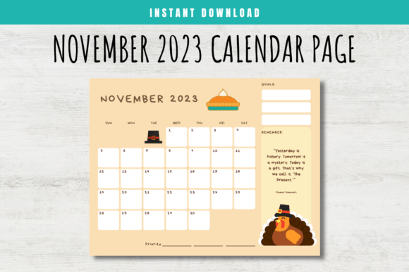 Download November 2023 Calendar Page for Kids - Calendar Collection