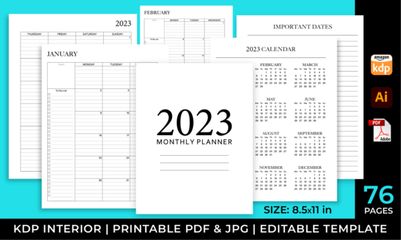 Download 2023 Monthly Planner | Lined Calendar - Calendar Collection