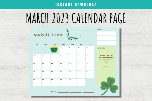 Download March 2023 Calendar Page for Kids - Calendar Collection