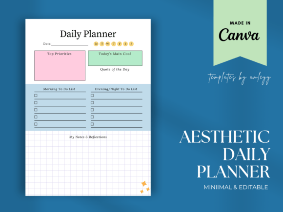 Download Aesthetic Daily Planner Template | CANVA - Daily planner Collection