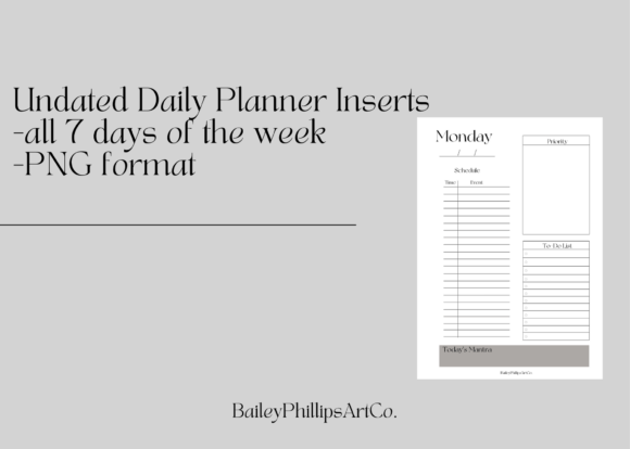 Download Undated Daily Planner Inserts - Daily planner Collection