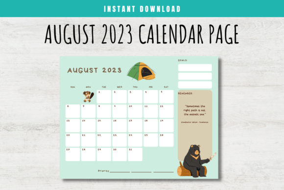 Download August 2023 Calendar Page for Kids - Calendar Collection
