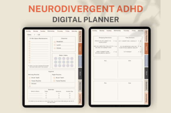 Download Adhd Digital Planner, Adhd Daily Planner - Daily planner Collection