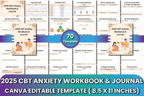 Download 2025 CBT Anxiety Workbook &amp; Journal - Premium Bundle