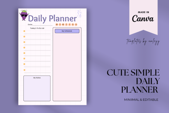 Download Cute Simple Daily Planner Template - Daily planner Collection