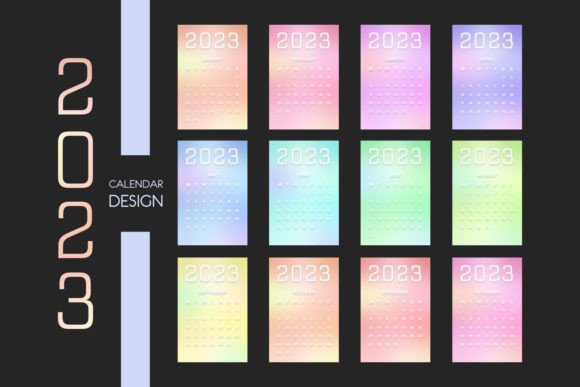 Download 2023 Calendar Design Monthly Gradients - Calendar Collection
