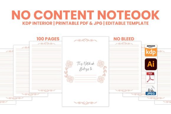 Download NO CONTENT LINED NOTEOOK KDP INTERIOR - No content Collection