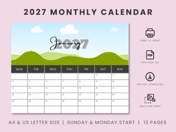 Download 2027 Monthly Custom Canva Frame Calendar - Calendar Collection