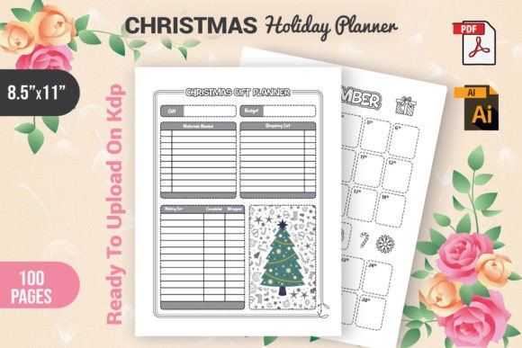 Download Christmas Holiday Planner Interior KDP - Planner interior Collection